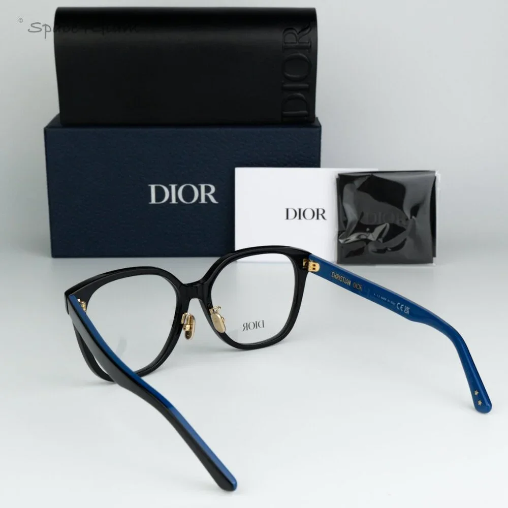 BRAND NEW Dior LAPARISIENNEDIORO S3F 1000 Black Blue Demo Women Round Eyeglasses